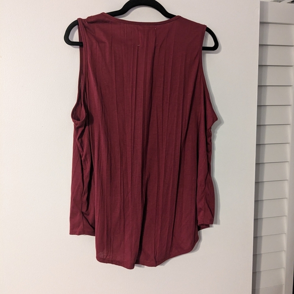 New York Laundry Women's Lace-Up Burgundy Sleeveless Blouse - Picture 4 of 4